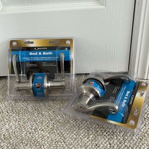 NWT Satin Nickel Ultra Security Bed & Bath Interior Privacy Locking Door Levers